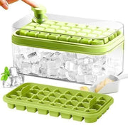 Silicone 2 Layer Ice Cube Trays With Storage Box & Ice Scoop